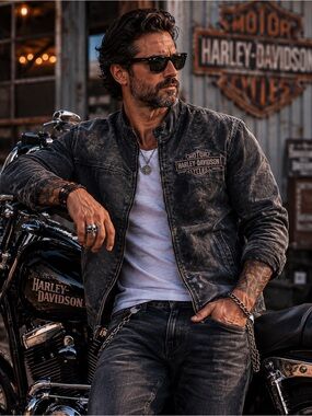 Harley-Davidson Charcoal grey Bomber Style Riding Jacket sz L